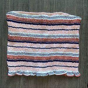 Pink/Navy/White Stripe Smocked Tube Top